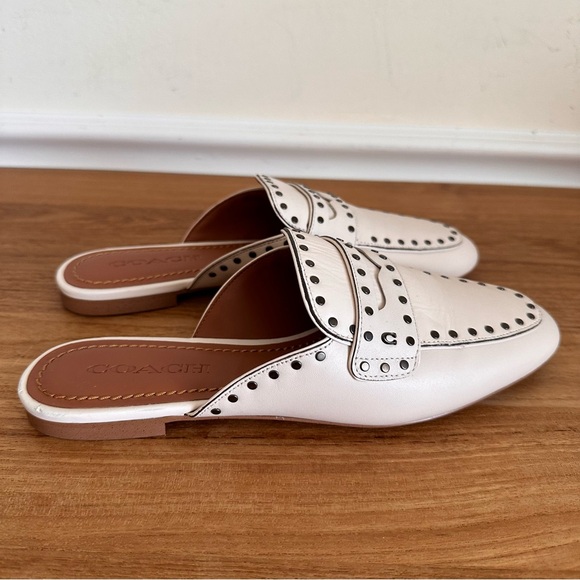 Coach Faye Loafer Slide Mule White Leather Women Size 8 G3831 - Picture 2 of 11